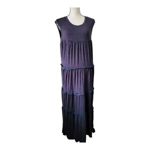 Pol Boho Sleeveless Tiered Maxi Dress With Lace Detailing. Size S Oversized Ne